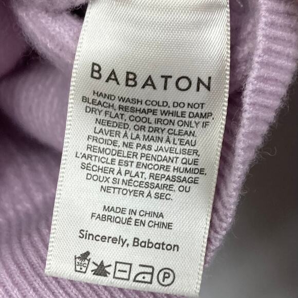 NWOT BABATON Sweater M Lilac Wool Linen Balloon-Long-Sl”Column Heather Mauve - Picture 6 of 10